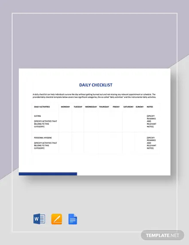 daily checklist template