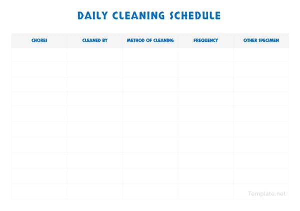 daily cleaning schedule template