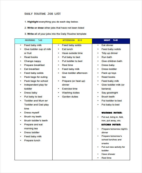 Job List Templates 6 Free Word Pdf Format Download