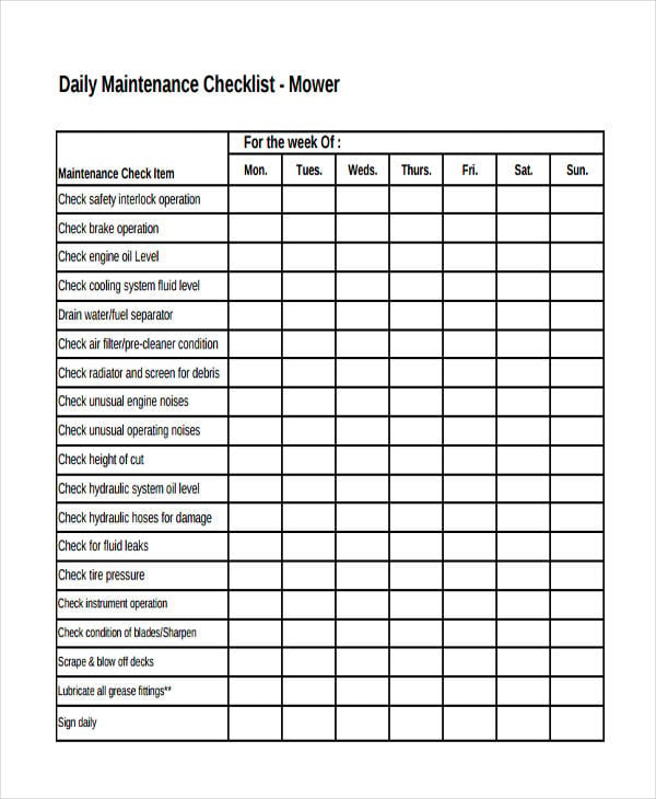daily-maintenance-checklist
