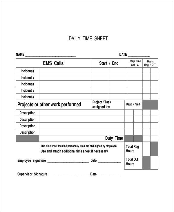 14+ Daily Timesheet Templates Free Word, PDF Format Download