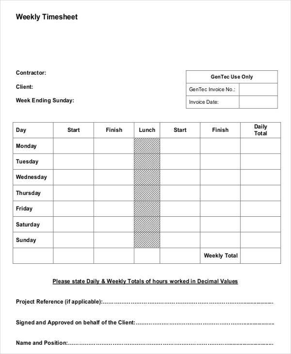 14 Daily Timesheet Templates Free Word PDF Format Download