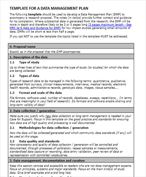 data quality management plan