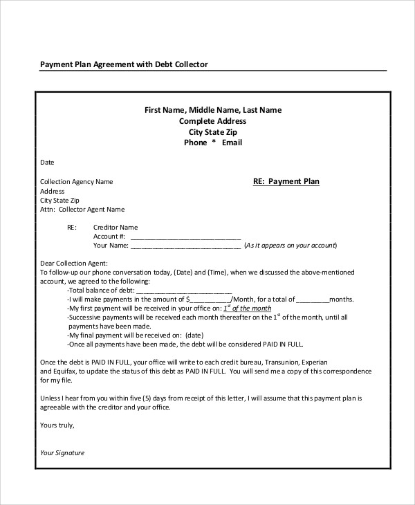 debt payment plan agreement