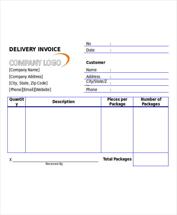 delivery invoice sample