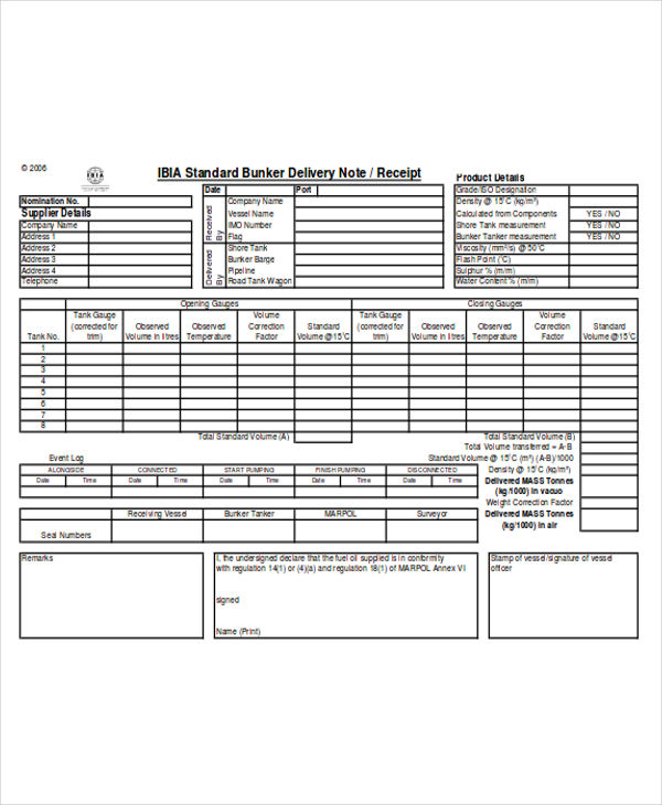 delivery note invoice