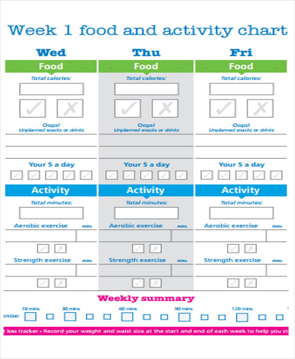 diet and exercise calendar