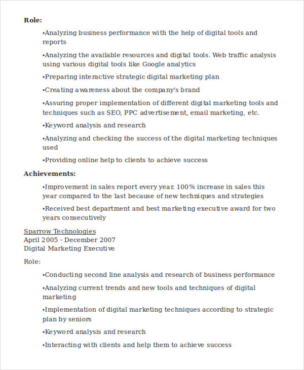 digital marketing director resume