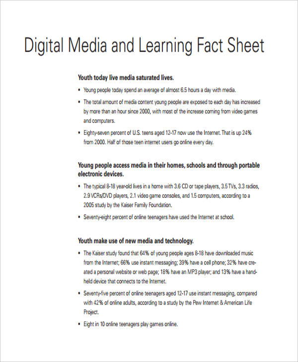 digital media fact sheet