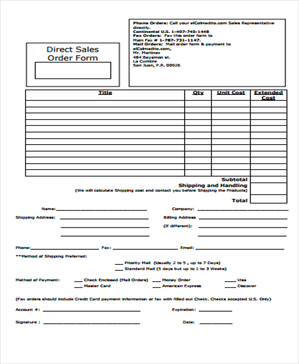 32+ Sample Order Forms