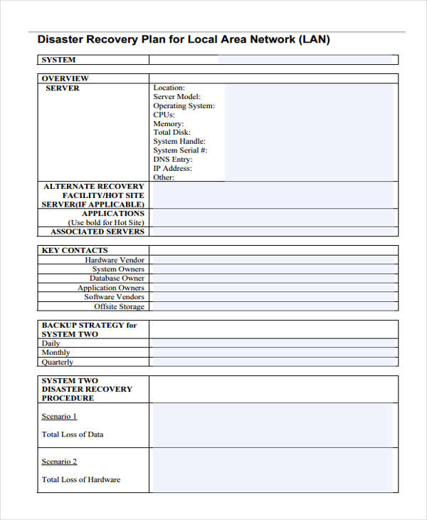 disaster recovery plan template checklist