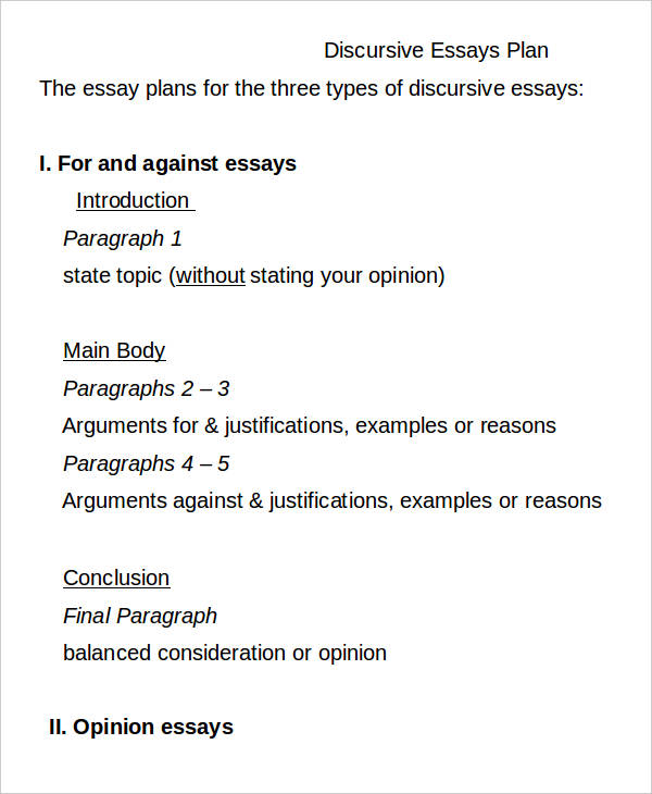 essay plan sample