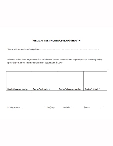doctor health medical certificate template