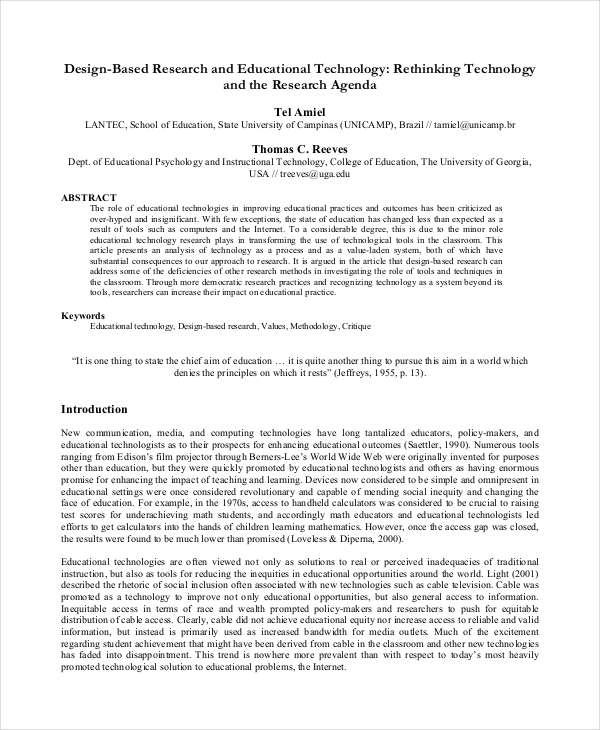 Education and technology research paper
