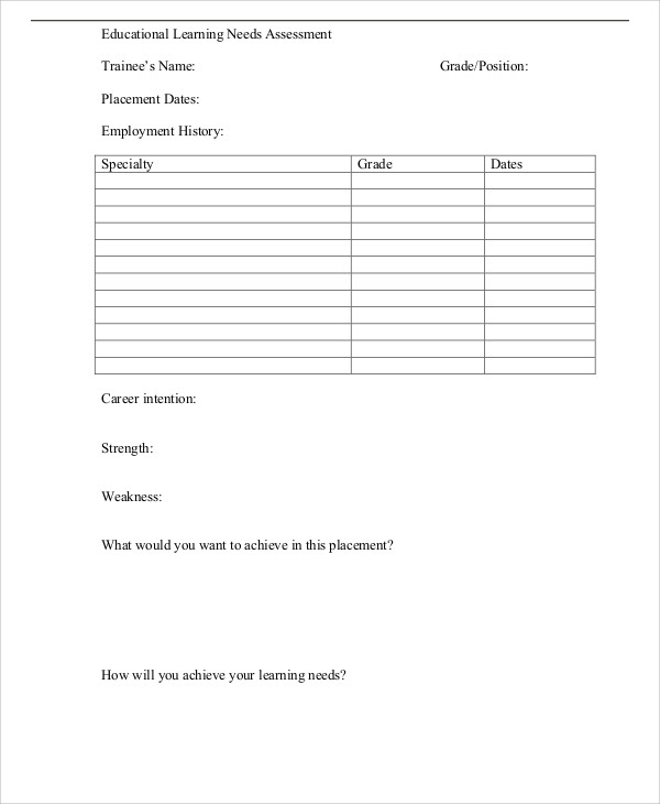 32+ Free Needs Assessment Templates