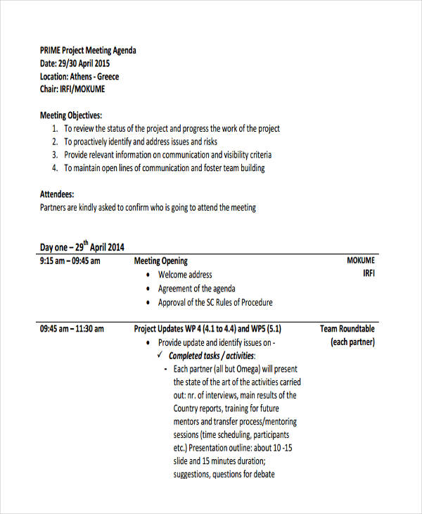 46 Meeting Agenda Templates