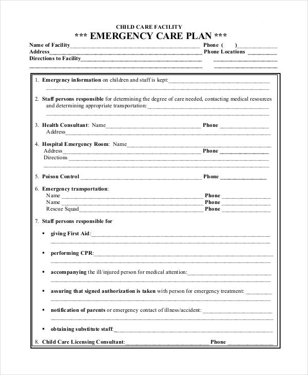 emergency care plan