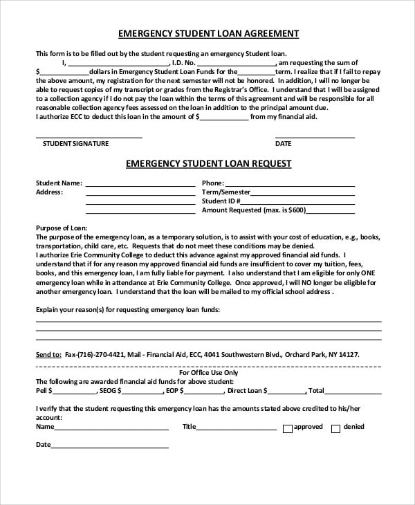 emergency student loan agreement