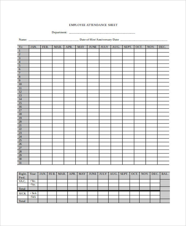 13+ Attendance Sign-In Sheet Templates - Free Sample, Example Format ...