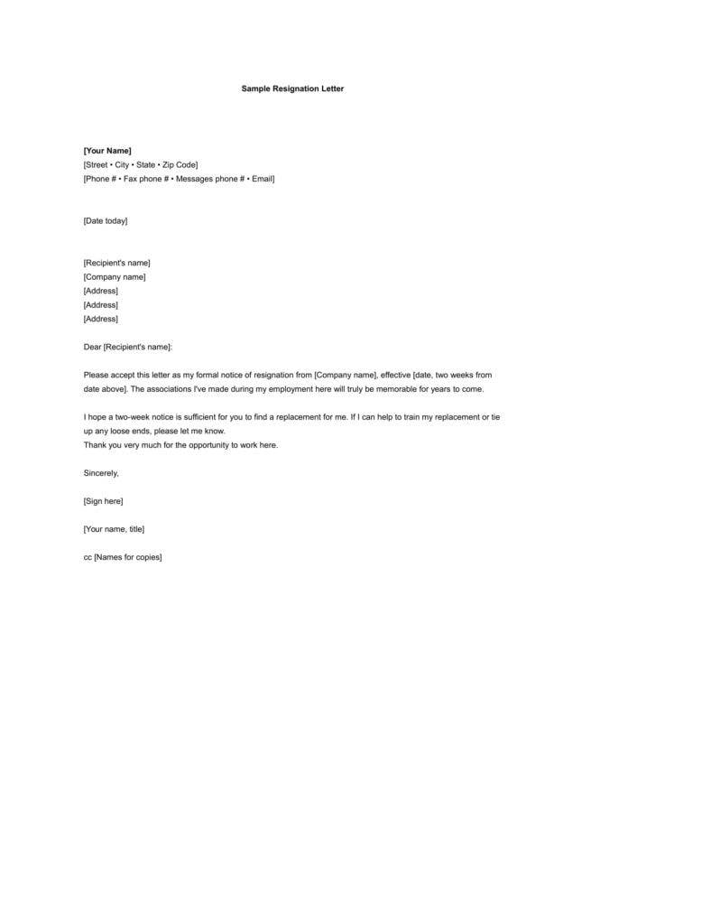 employee email resignation letter free word format download 1 788x1020