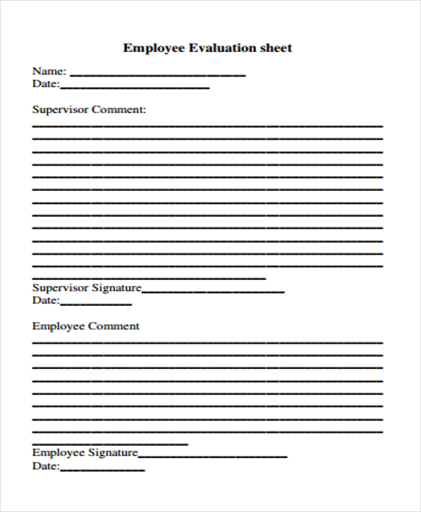 employee evaluation sheet