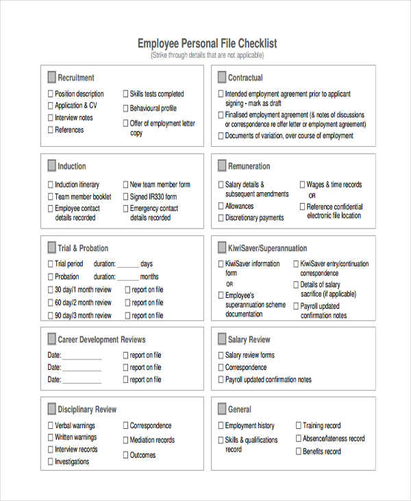 Personnel File Checklist Template Flyer Template