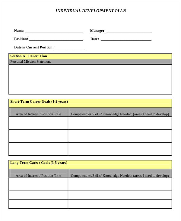 Individual Development Plan Template Word