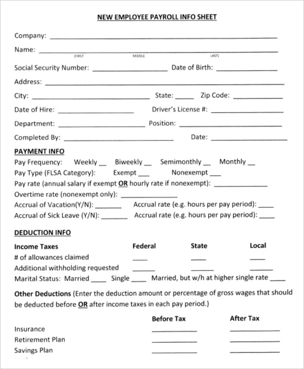 Payroll Sheet Templates 10+ Free Samples, Examples Format Download