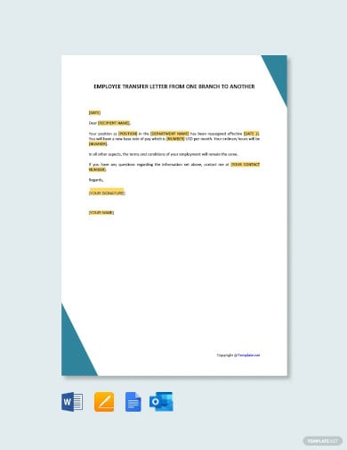 employee transfer letter one branch another template