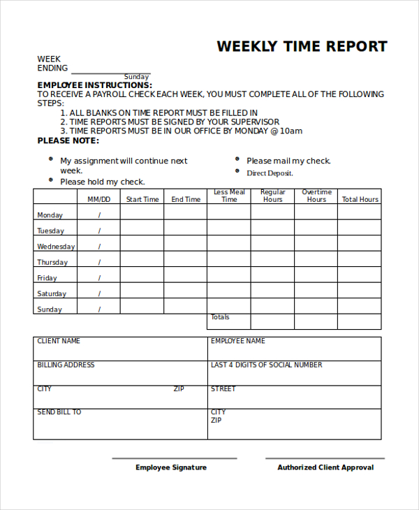 45 Sample Weekly Report Templates Word PDF
