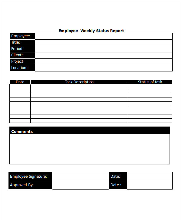 employee weekly status report