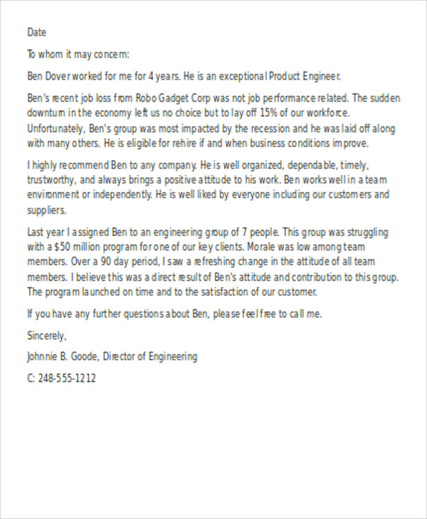 Reference Letter From Company To Employee