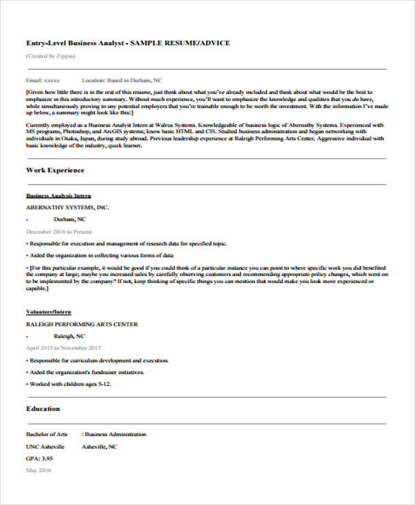 entry level education resume sample