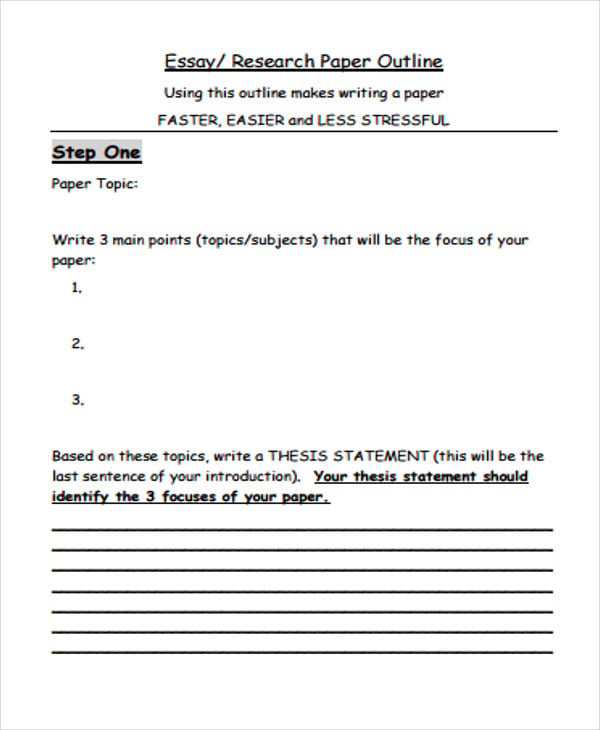 essay paper outline