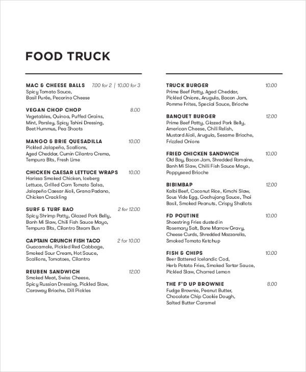 Menu Tracklist 7+ Menu List Templates - Free Samples, Examples Format Download