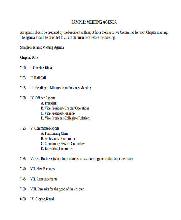 46 Meeting Agenda Templates