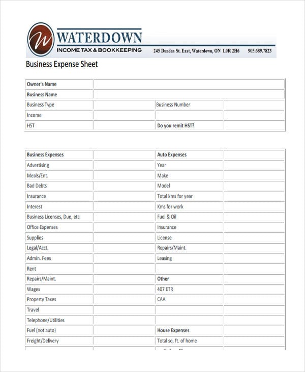 expense sheet for business1