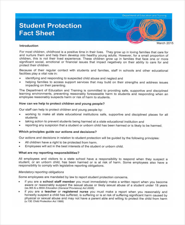 fact sheet for student protection