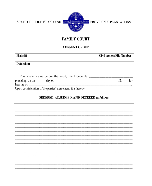 Consent Order Forms - 11+ Free Word, PDF Format Download | Free