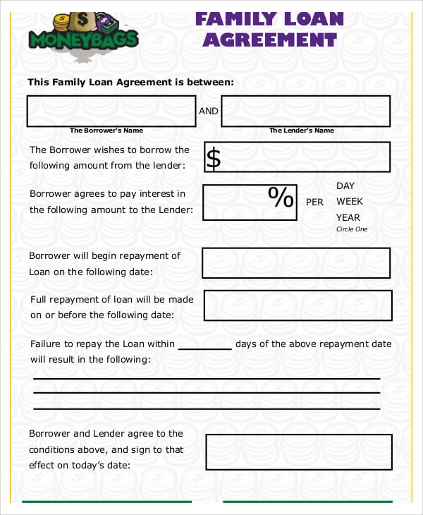 family loan agreement example