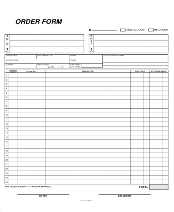 fashion buyer order form1