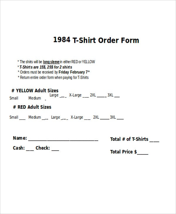 fashion order form sample2