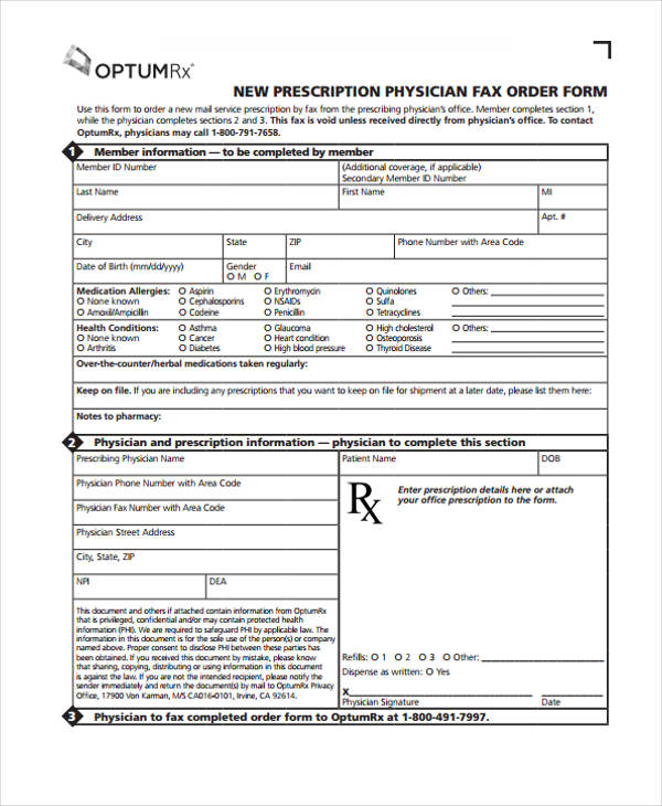 fax order for new prescription