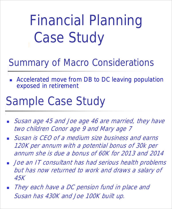 case study about personal finance