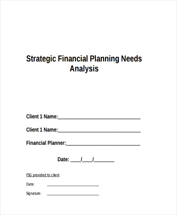 financial planning needs analysis