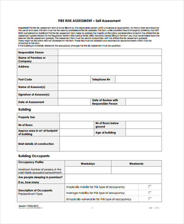 fire risk assessment for building