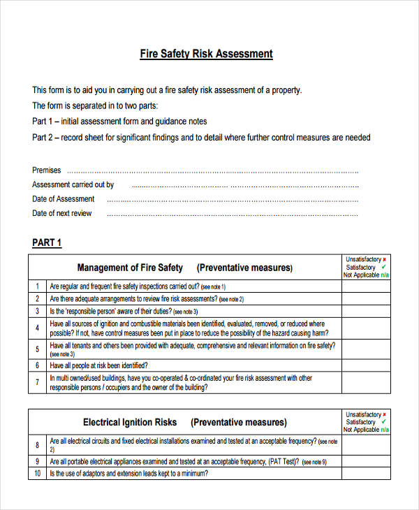 26 Risk Assessment Form Templates