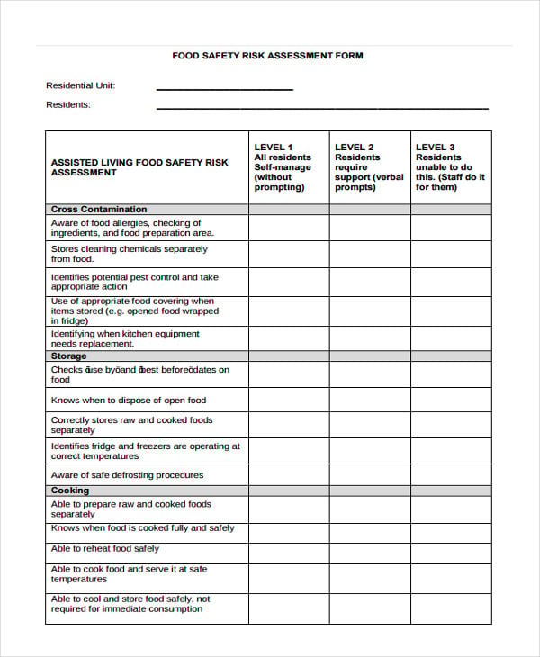 23 Risk Assessment Form Examples 