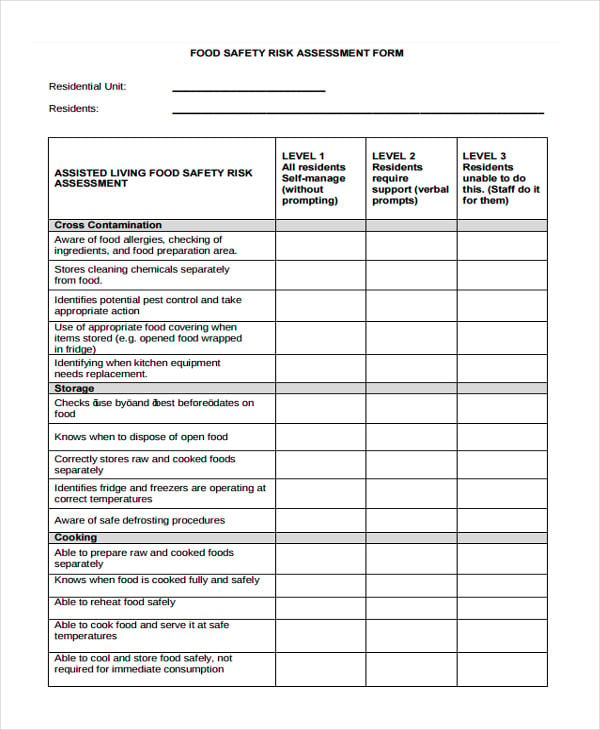 26+ Risk Assessment Form Templates