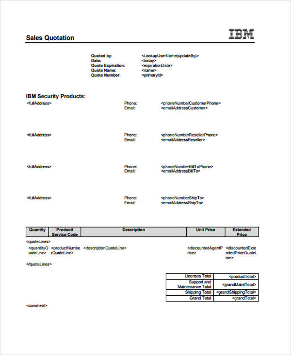 Sales Quotation Template - 13+ Free Word, PDF Format Downlaod